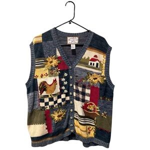 Heirloom collectible vintage farm sunflowers sweater vest size 2X